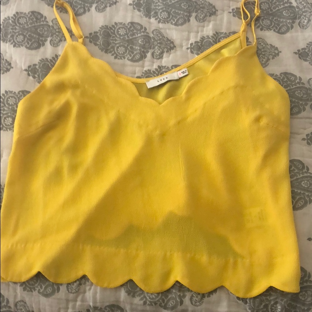Yellow Scalloped Tank Top